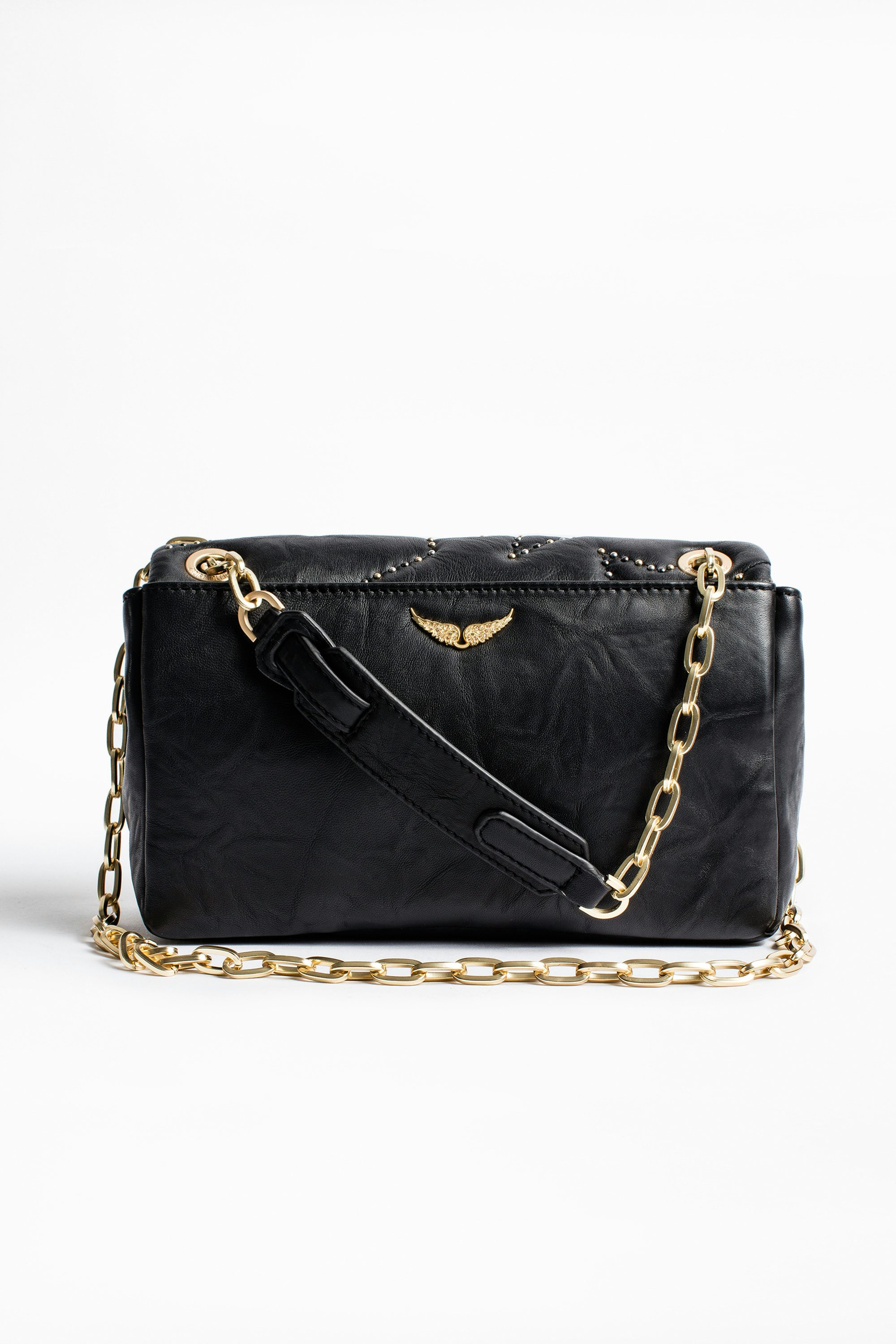 Ziggy Matelassé Clous bag - Women’s black leather bag with stud detail.
